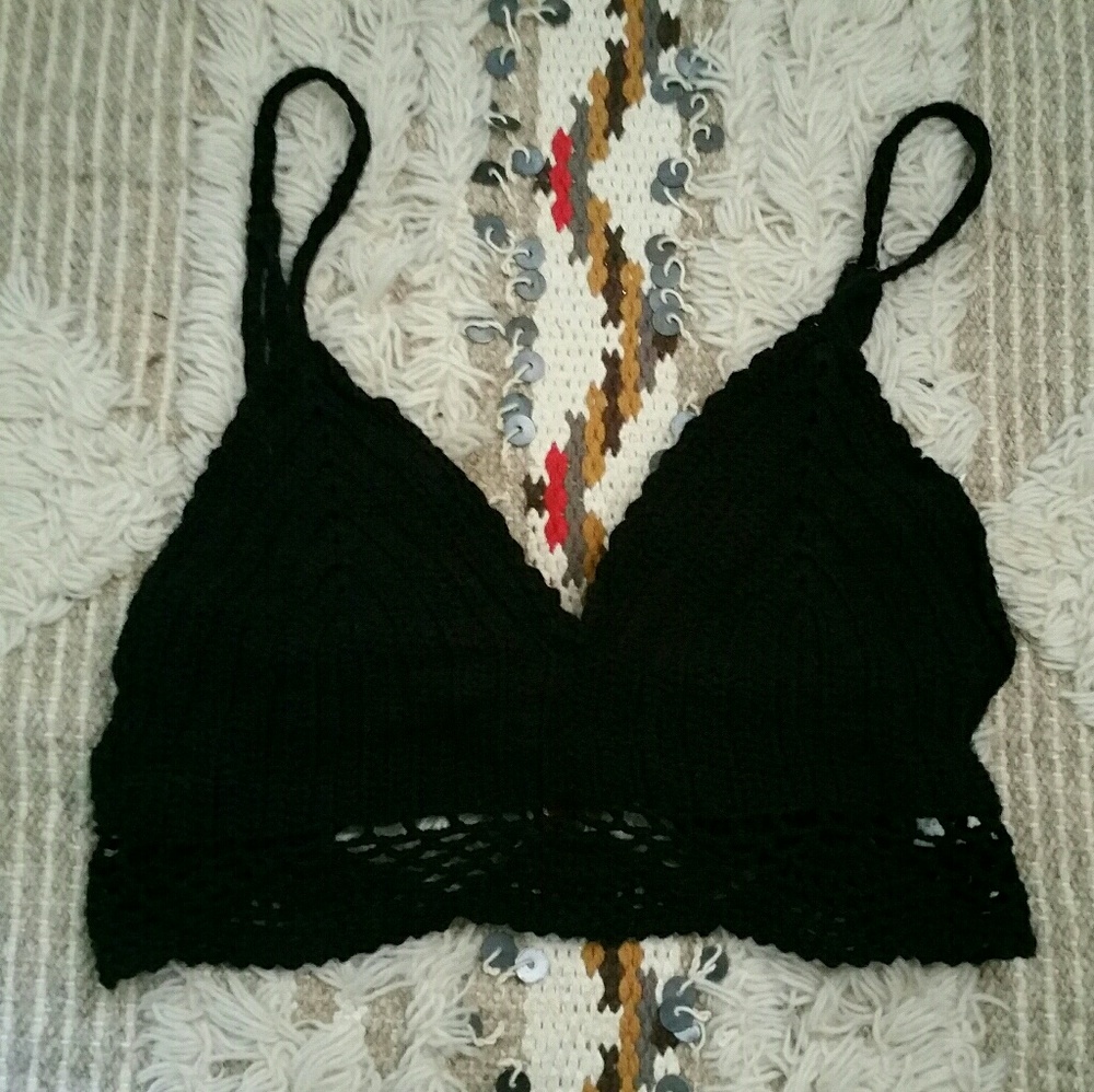 Forever 21 Black Crochet Crop Top
